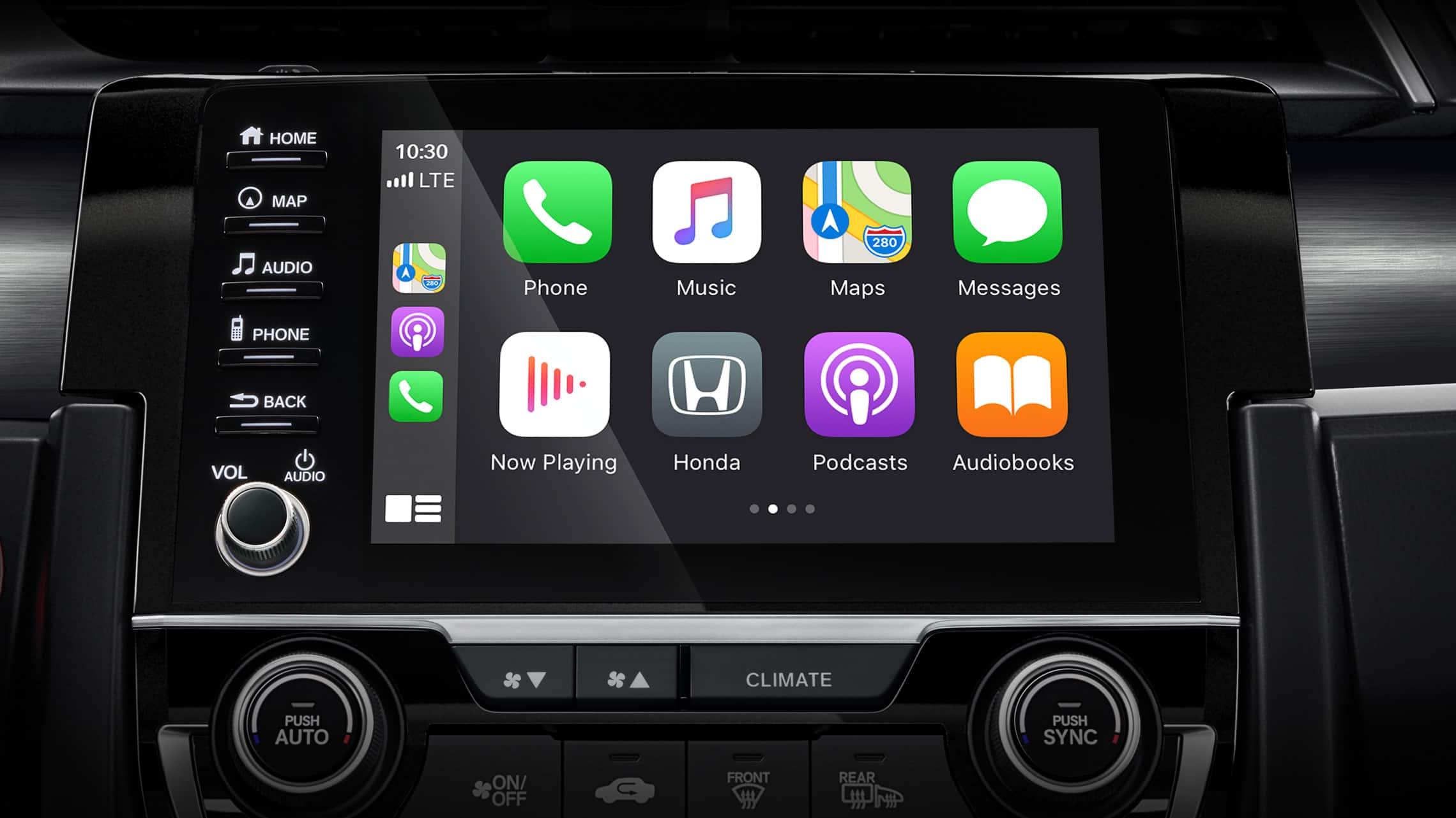 Apple CarPlay&#174; screen detail on Display Audio touch-screen in the 2021 Honda Civic Sport Touring Hatchback.